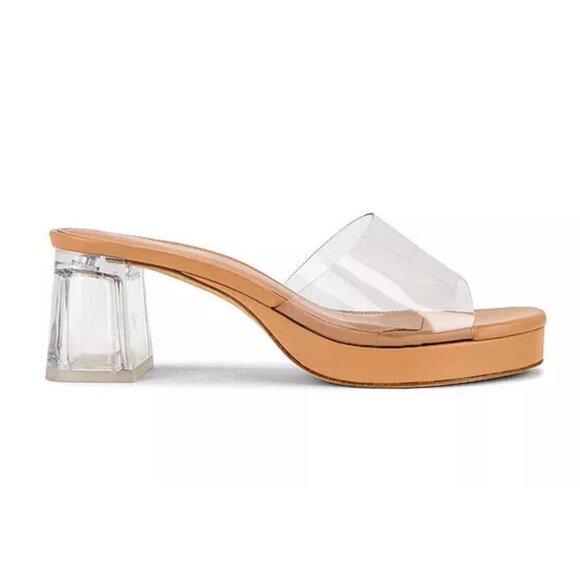 Larroude Jenn Lucite Heeled Mules nude Sandals Size 8 - Picture 1 of 9
